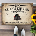 Personalized Cat Doormat - Halloween Gift Idea For Cat Lover - Up to 7 Cats - Witch's Kitchen Is Guarded By Enchanted Black Cats