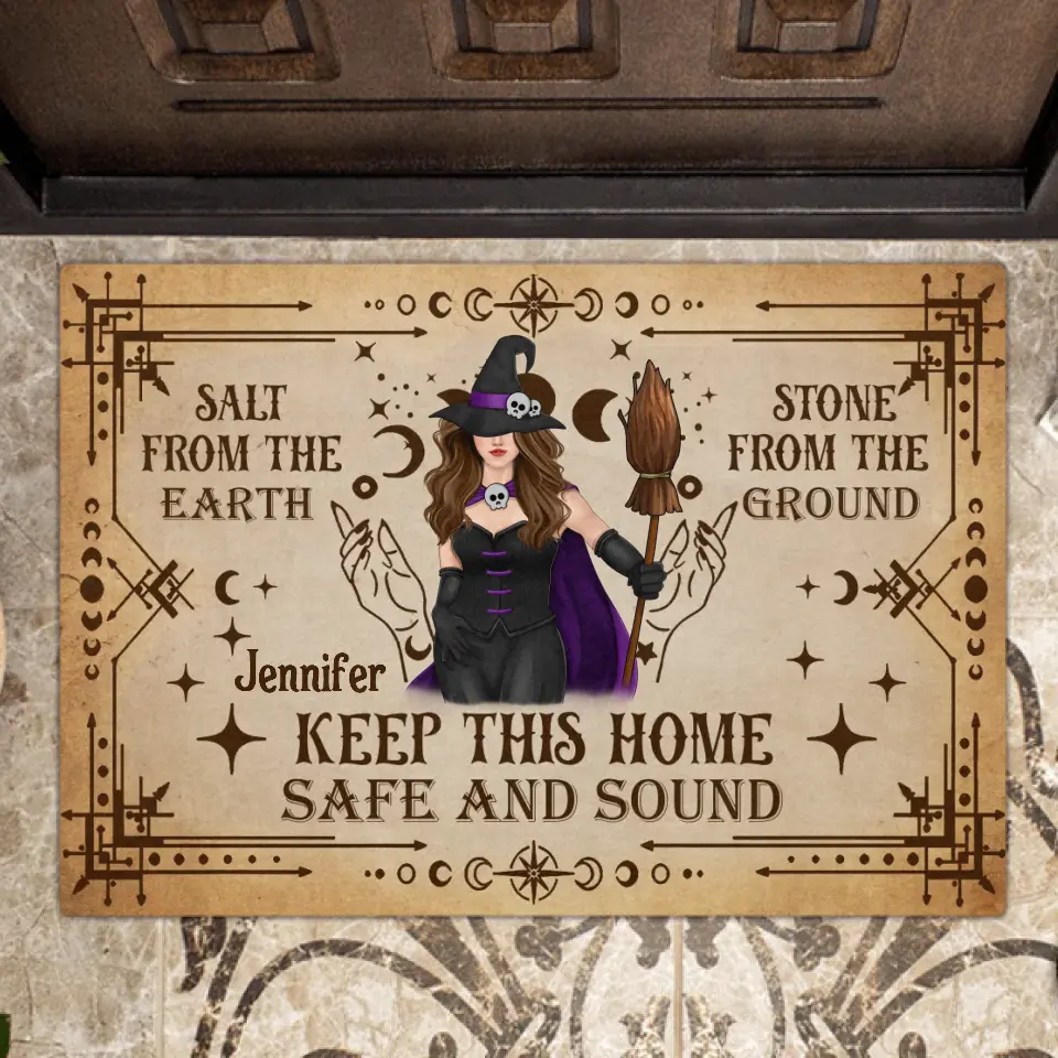Personalized Witch Doormat - Halloween Gift Idea - Keep This Home Safe And Sound