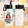 Personalized Army Kid Water Bottle With Straw Lid - Gift Idea For Your Kid/Back To School
