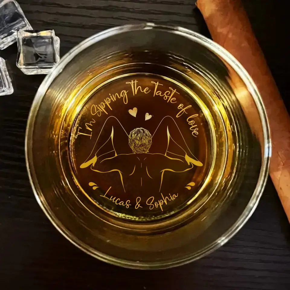Personalized Couple Engraved Whiskey Glass - Gift Idea For Couple - I'm Slipping The Taste Of Love