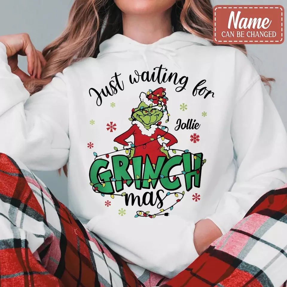 Personalized Christmas AOP Sweater - Gift Idea For Friend/Family Member - Just Waiting For Grinchmas