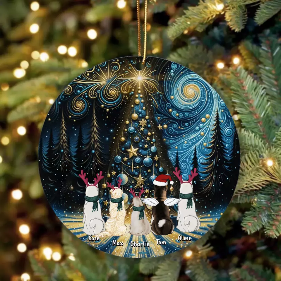 Personalized Christmas Dog Acrylic Ornament - Up to 5 Dogs/Cats - Christmas Gift Idea For Pet Lover