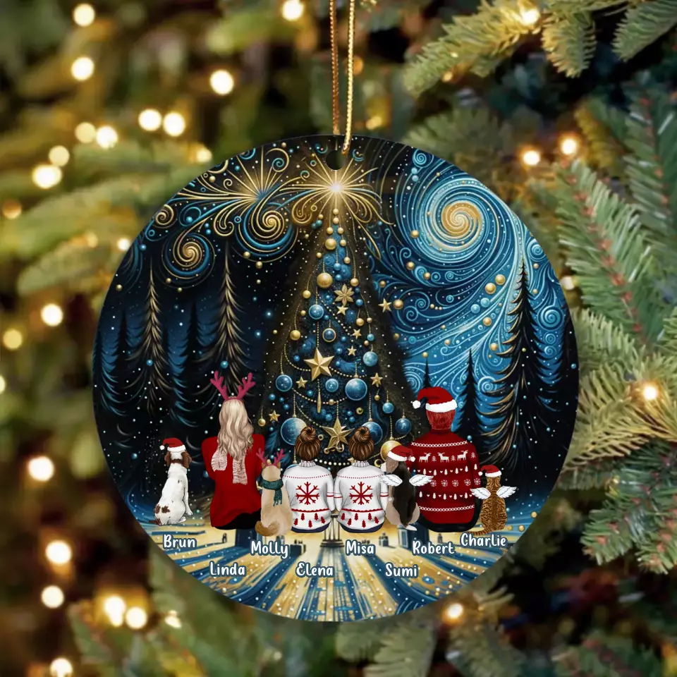 Personalized Family Acrylic Ornament - Christmas Gift Idea For Family with up to 2 Kids and 4 Pets