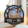 Personalized Couple Halloween Hanging Suncatcher Ornament - Gift Idea For Couple - You And Me In Spooky Season