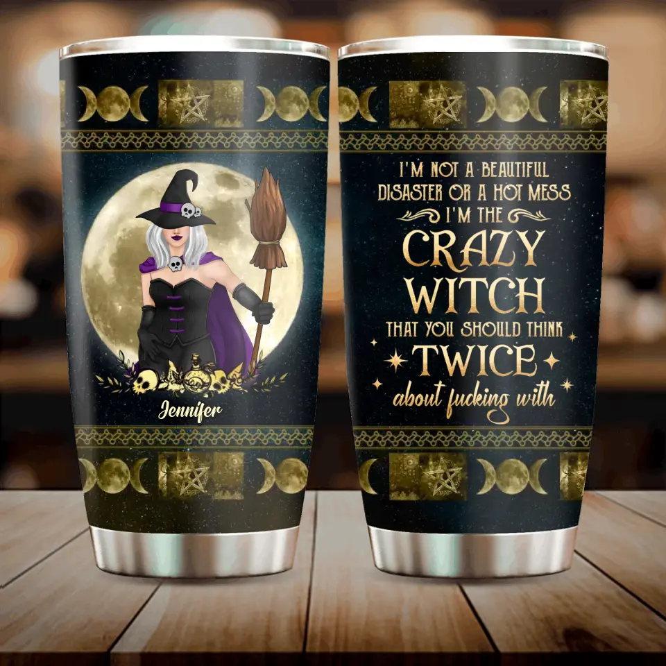 Personalized Halloween Witch Tumbler - Gift Idea For Halloween/Witch Lovers/Friends - I'm The Crazy Witch