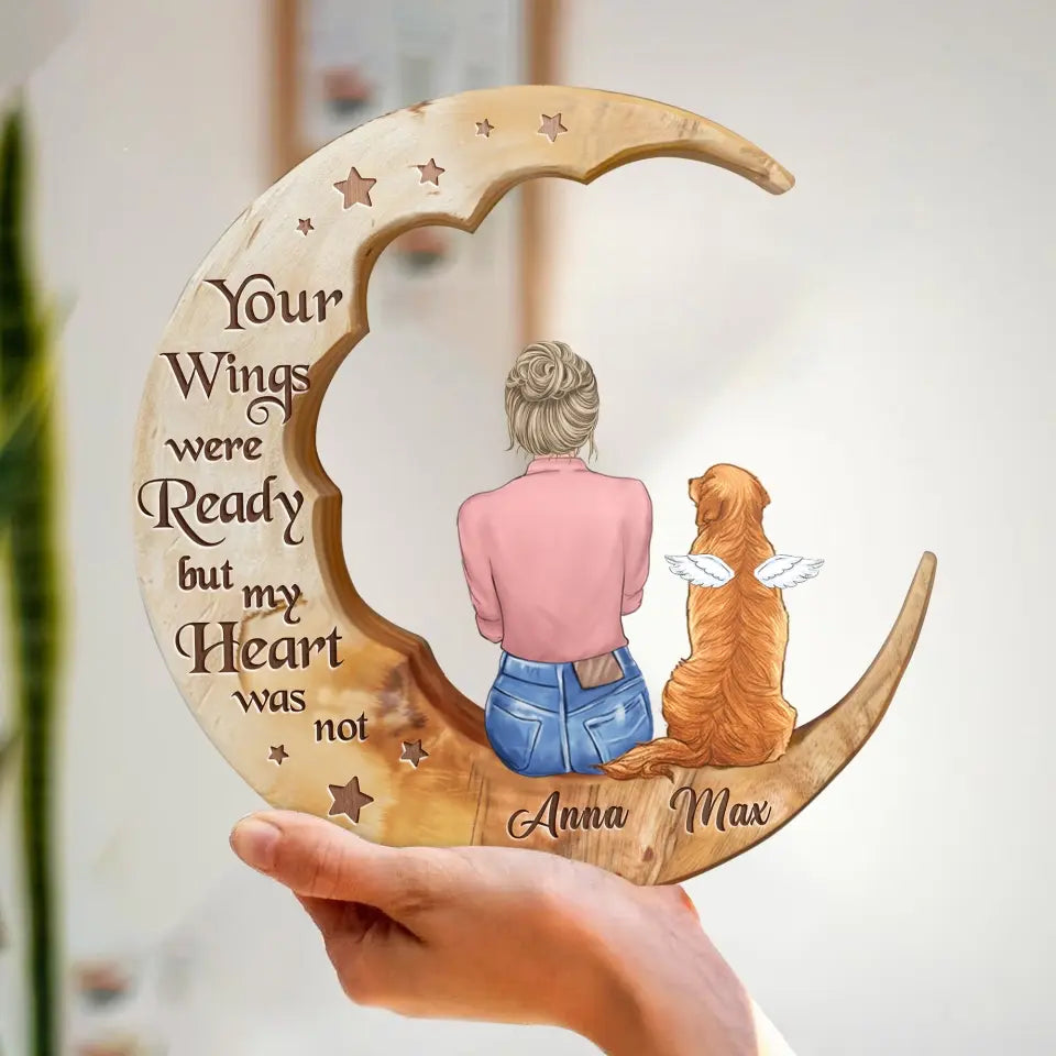 Personalized Memorial Pet Moon Wooden Art - Memorial Gift Idea for Cat/Dog Lover - I Love You To The Moon And Back