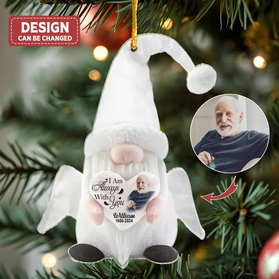 Personalized Memorial Gnome Acrylic Ornament - Christmas Gift Idea For Family Member - Upload Photo