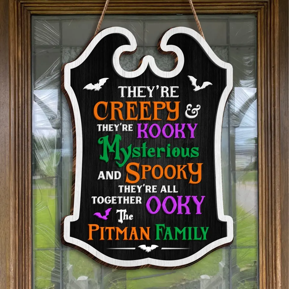 Personalized Ooky Family Wooden Sign - Gift Idea For Halloween - They're Creepy They're Kooky