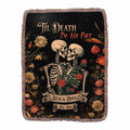 Personalized Skeleton Couple Ultra-Soft Mixed Green Fringe Blanket - Halloween/Anniversary Gift Idea For Couple - 'Til Death Do Us Part