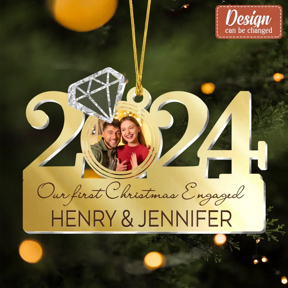 Custom Personalized Engaged/ Married Acrylic Ornament - Christmas/ Anniversary/ Loving Gift For Couple/ Husband And Wife - Our First Christmas Engaged
