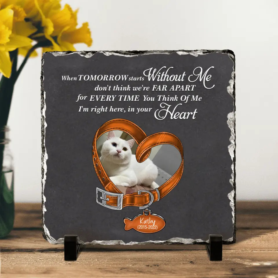 Personalized Memorial Cat Photo Square Lithograph - Gift Idea For Pet Lover/Cat Lovers - When Tomorrow Starts Without Me