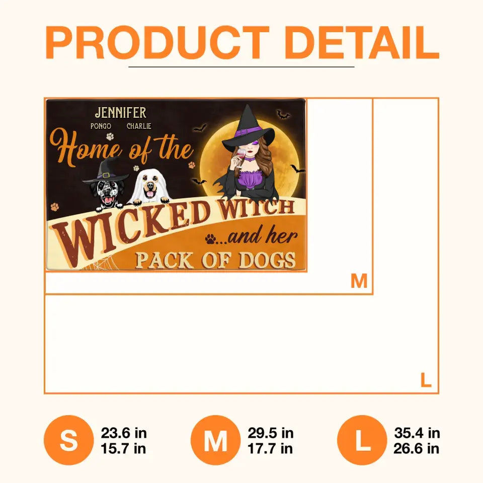 Personalized Halloween Witch Dog Doormat - Gift Idea For Family/Pet Lover - Up to 7 Dogs - Home Of The Wicked Witch And Her Pack Of Dogs