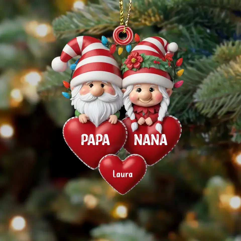 Personalized Papa Nana Acrylic Ornament - Christmas Gift Idea For Grandparents - Up to 20 Kids