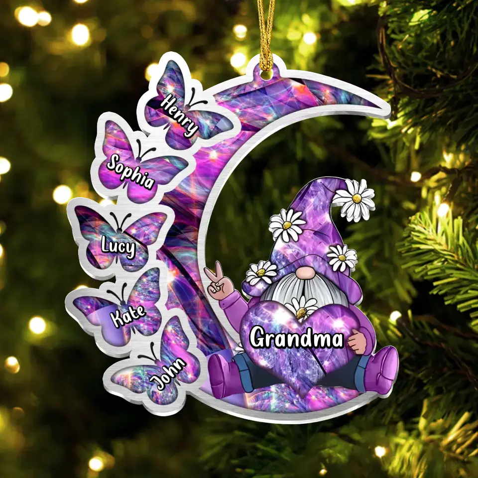 Personalized Sparkling Grandma Nana With Sweet Butterfly Kids Acrylic  Car Ornament - Gift Idea To Grandma/Mother - Up to 5 Kids