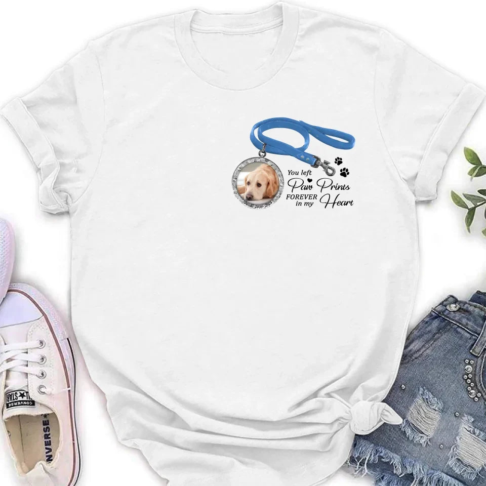 Personalized Memorial Dog Lead T-shirt/Hoodie - Memorial Gift Idea For Dog Lover - You Left Paw Prints Forever In My Heart