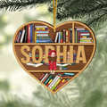 Personalized Reading Girl Wooden Ornament - Christmas Gift Idea For Book Lover