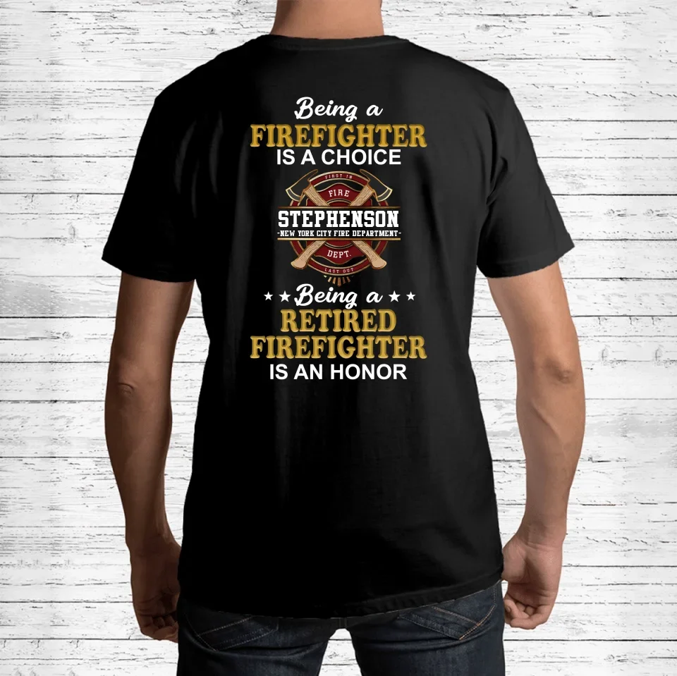 Personalized Retired Firefighter T-Shirt - Gift Idea For Firefighter/Father/Grandpa