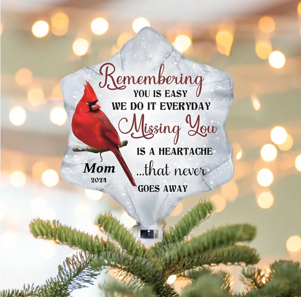 Personalized Memorial Tree Topper - Christmas Gift Idea For Family - Missing You Is The Heartache...