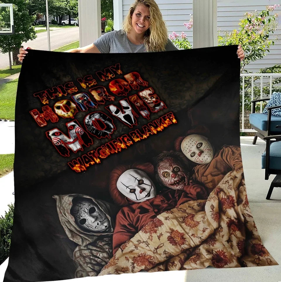 Personalized Halloween Quilt/Fleece Throw Blanket - Gift Idea For Halloween - This is My Horror Movie Watching Blanket