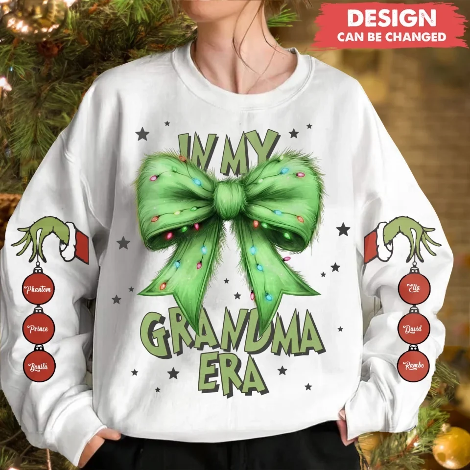 Personalized Grandma/Mama Grinch AOP Sweater - Up to 10 Kids - Christmas Gift Idea For Grandma/Mother - In My Grandma Era