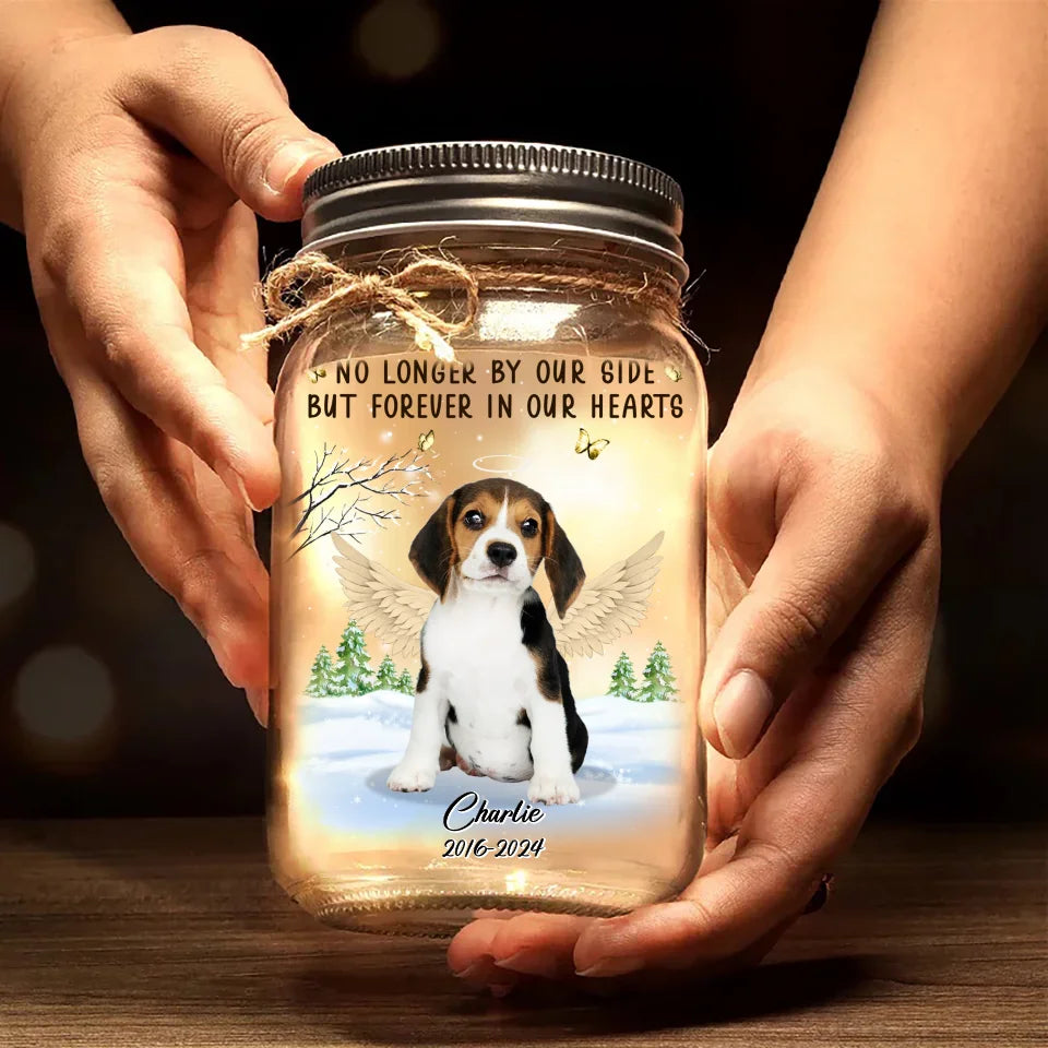 Personalized Memorial Dog Photo Mason Jar Light - Memorial Gift Idea For Dog Lover -  Forever In My Heart