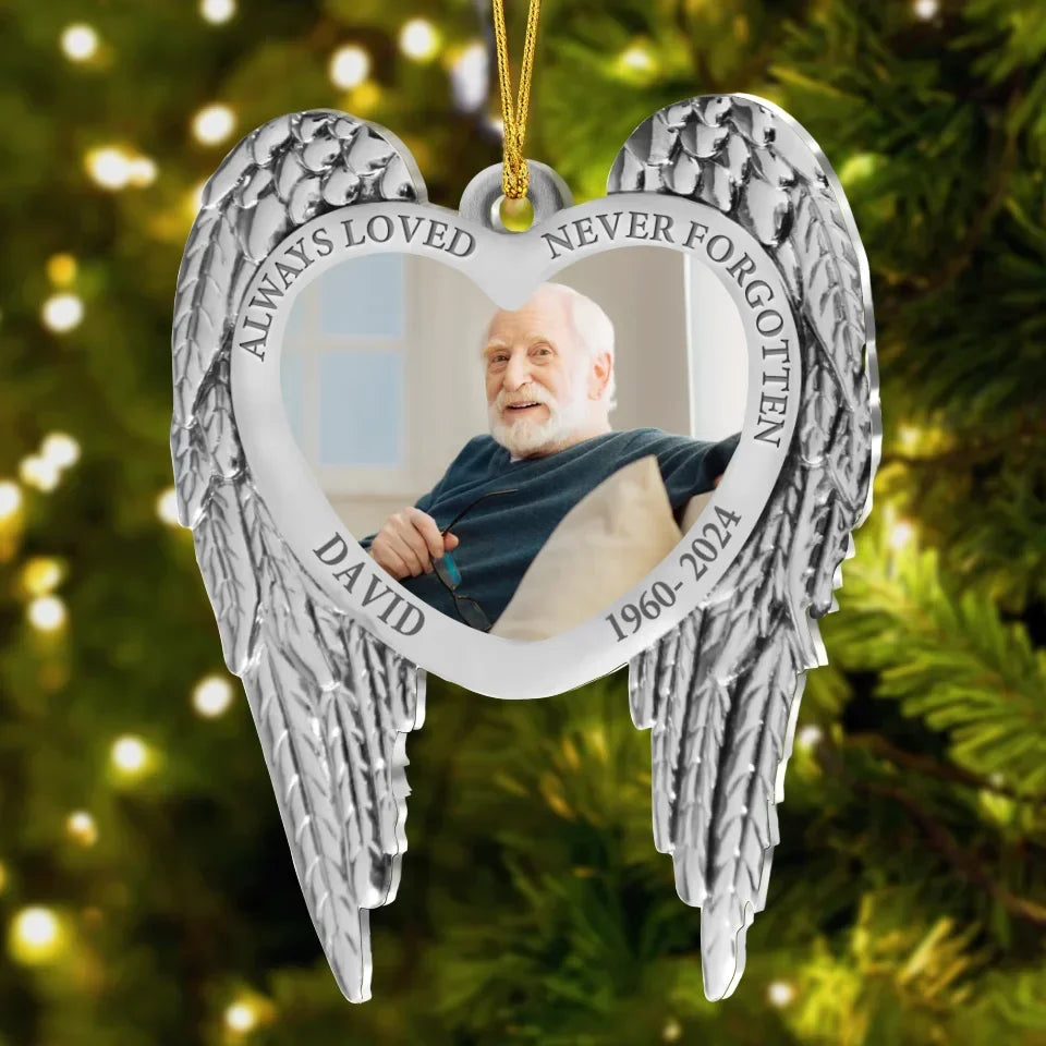 Personalized Memorial Aluminum Ornament - Christmas Gift Idea For Family Member - Upload Photo - Always Loved Never Forgotten