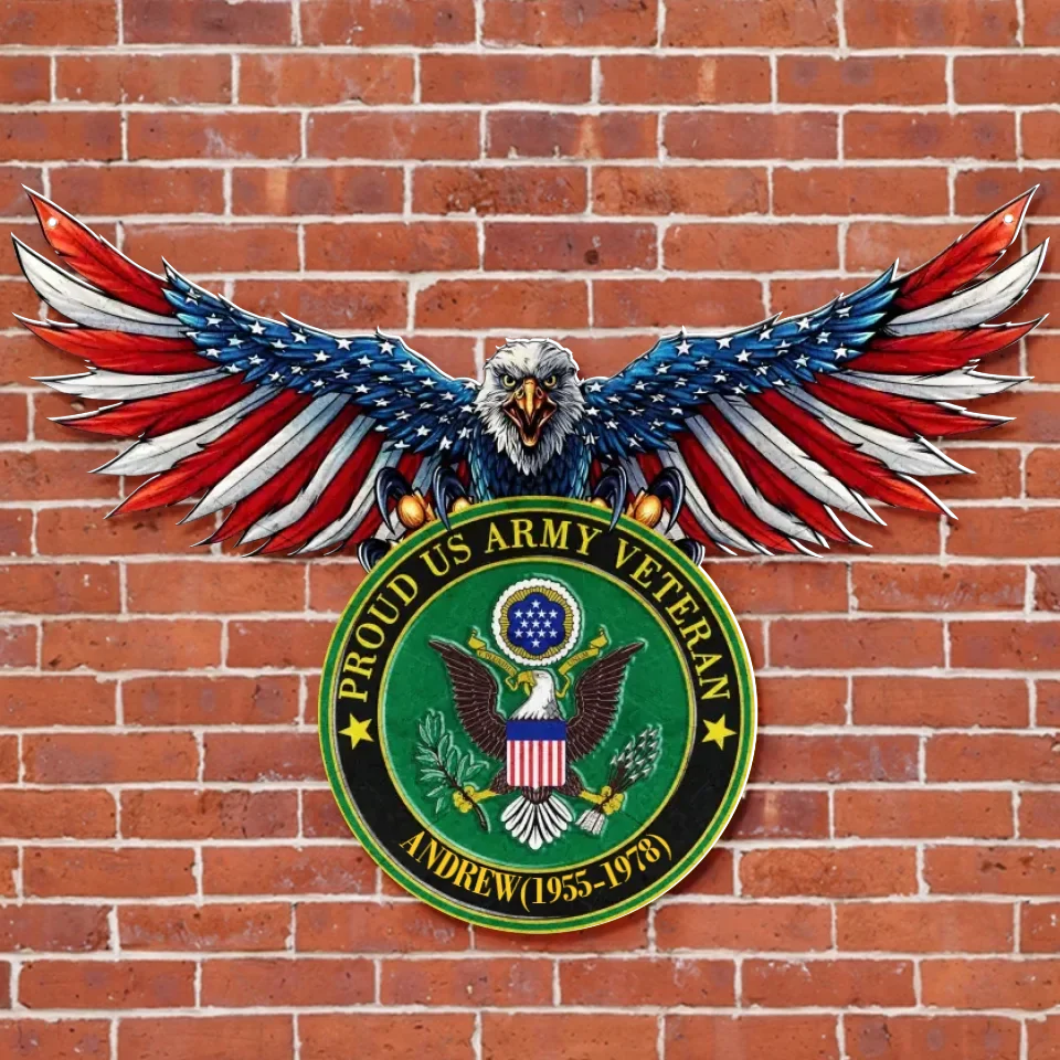 Custom Personalized Brave Eagle Metal Sign - Gift Idea For Veteran