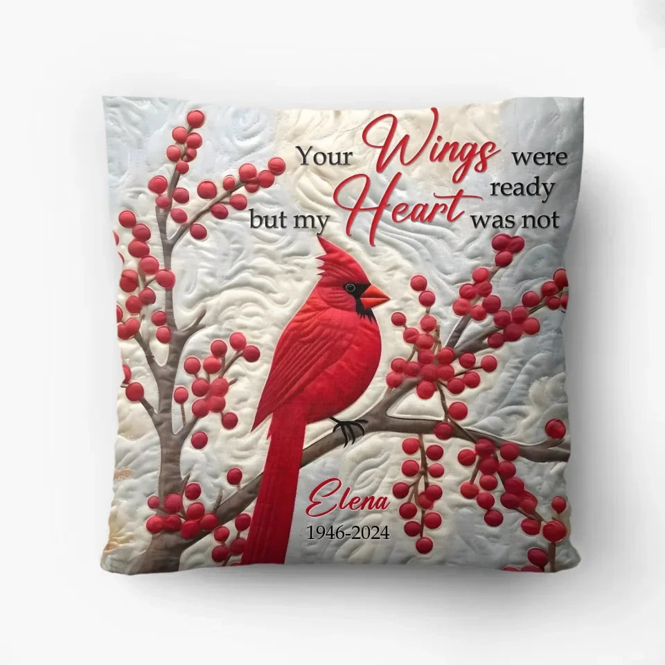 Personalized Memorial Christmas Quilt/Fleece Throw Blanket/Pillow Cover - Memorial Gift Idea - Your Wings Were Ready But My Heart Was Not