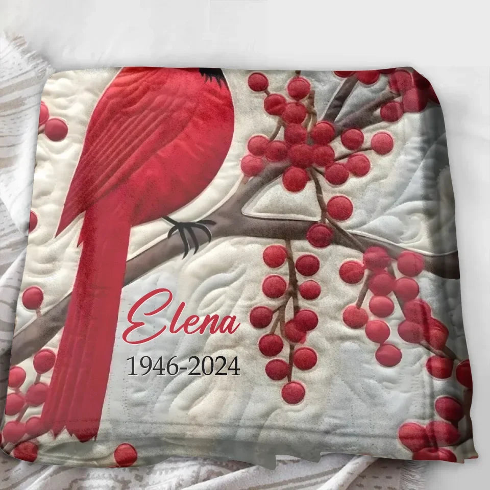 Personalized Memorial Christmas Quilt/Fleece Throw Blanket/Pillow Cover - Memorial Gift Idea - Your Wings Were Ready But My Heart Was Not