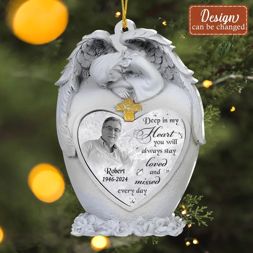 Personalized Angel Memorial Acrylic Ornament - Upload Photo - Memorial Gift Idea For Family - In Loving Memory Loved Beyond Words