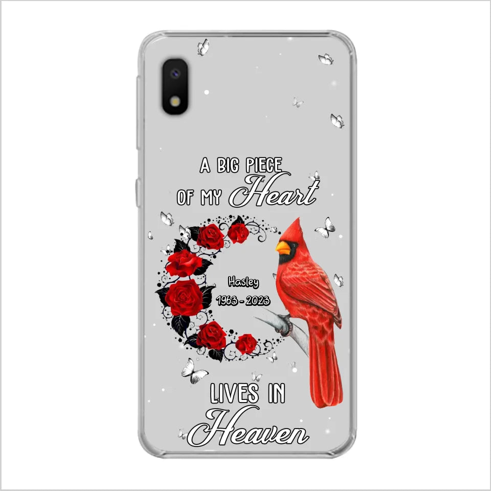 Personalized Memorial Cardinal Phone Case - Memorial Gift Idea For Family - A Big Piece Of My Heart Lives In Heaven - Case For iPhone/Samsung