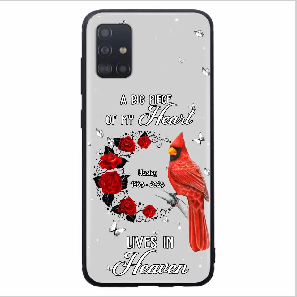 Personalized Memorial Cardinal Phone Case - Memorial Gift Idea For Family - A Big Piece Of My Heart Lives In Heaven - Case For iPhone/Samsung