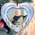 Personalized Memorial Acrylic Ornament - Upload Mom/Dad Photo - Memorial Gift Idea For Christmas - Your Heart Stopped But My Love For You Did Not