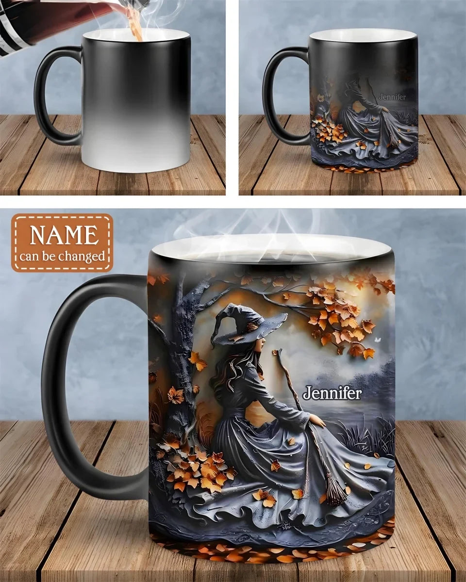 Personalized Witch Broom Coffee Mug - Halloween/Birthday Gift Idea For Yourself, Women, Witch Lovers