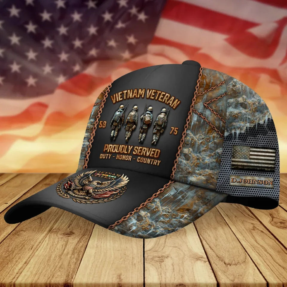 Personalized Vietnam Veteran Baseball Cap - Gift Idea For Veteran - Proudly Served Duty - Honor - Country