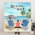 Personalized Boating Fleece Blanket/Quilt - Best Gift For Family, Family With Up to 3 Kids and 2 Pets - Life Is Better With A Boat - B68Y61