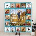 Personalized Horse Girl Quilt/Fleece Throw Blanket - Gift Idea For Girl/Horse Lovers - In A World Full Of Princesses Be A Cowgirl