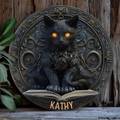 Personalized Black Cat Metal Sign - Gift Idea For Cat Lover