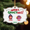 Personalized Grinchmas 2 Layered Wooden Ornament - Up to 7 Members - Christmas Gift Idea For Family/Friends - Merry Grinchmas