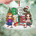 Personalized Besties Acrylic Ornament - Christmas Gift Idea For Friends - Up to 4 Girls