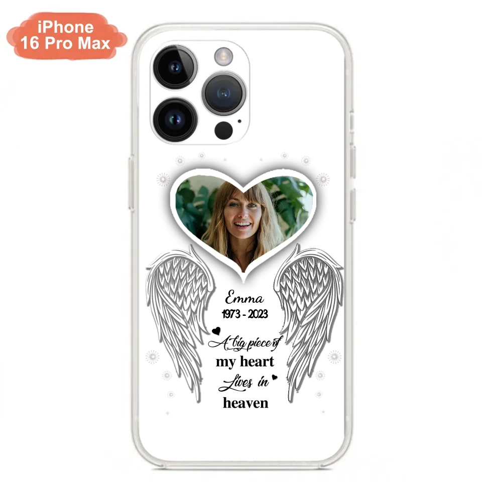 Personalized Memorial Photo Phone Case - Memorial Gift Idea For Family - A Big Piece Of My Heart Lives In Heaven - Case for iPhone/Samsung