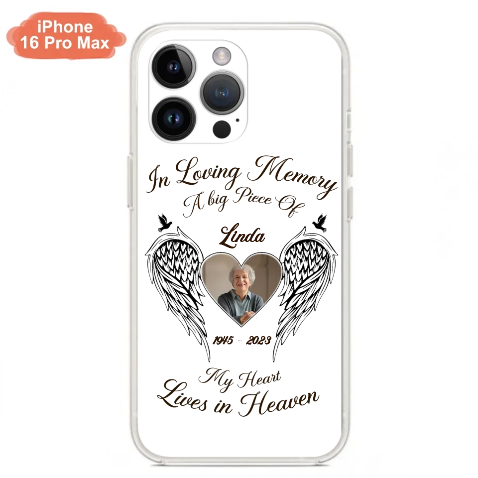 Custom Personalized Memorial Phone Case - Upload Photo - Memorial Gift Idea For Family Member/Pet Lovers - In Loving Memory A Big Piece Of My Heart Lives In Heaven