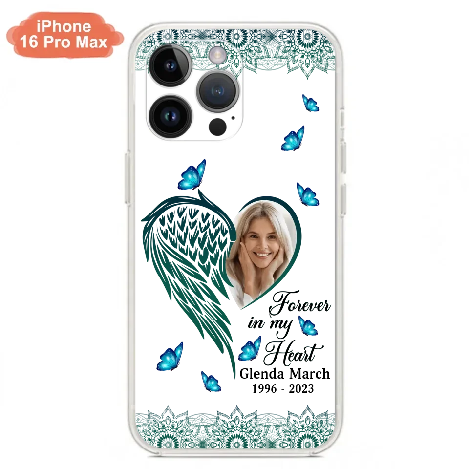 Custom Personalized Memorial Wing Heart Phone Case - Memorial Gift Idea For Family - Case For iPhone/Samsung - Forever In My Heart