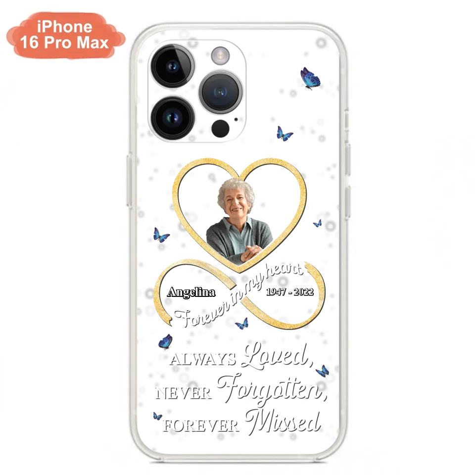 Custom Personalized Memorial Wing Heart Phone Case - Memorial Gift Idea For Family - Case For iPhone/Samsung - Always Loved Never Forgotten Forever Missed