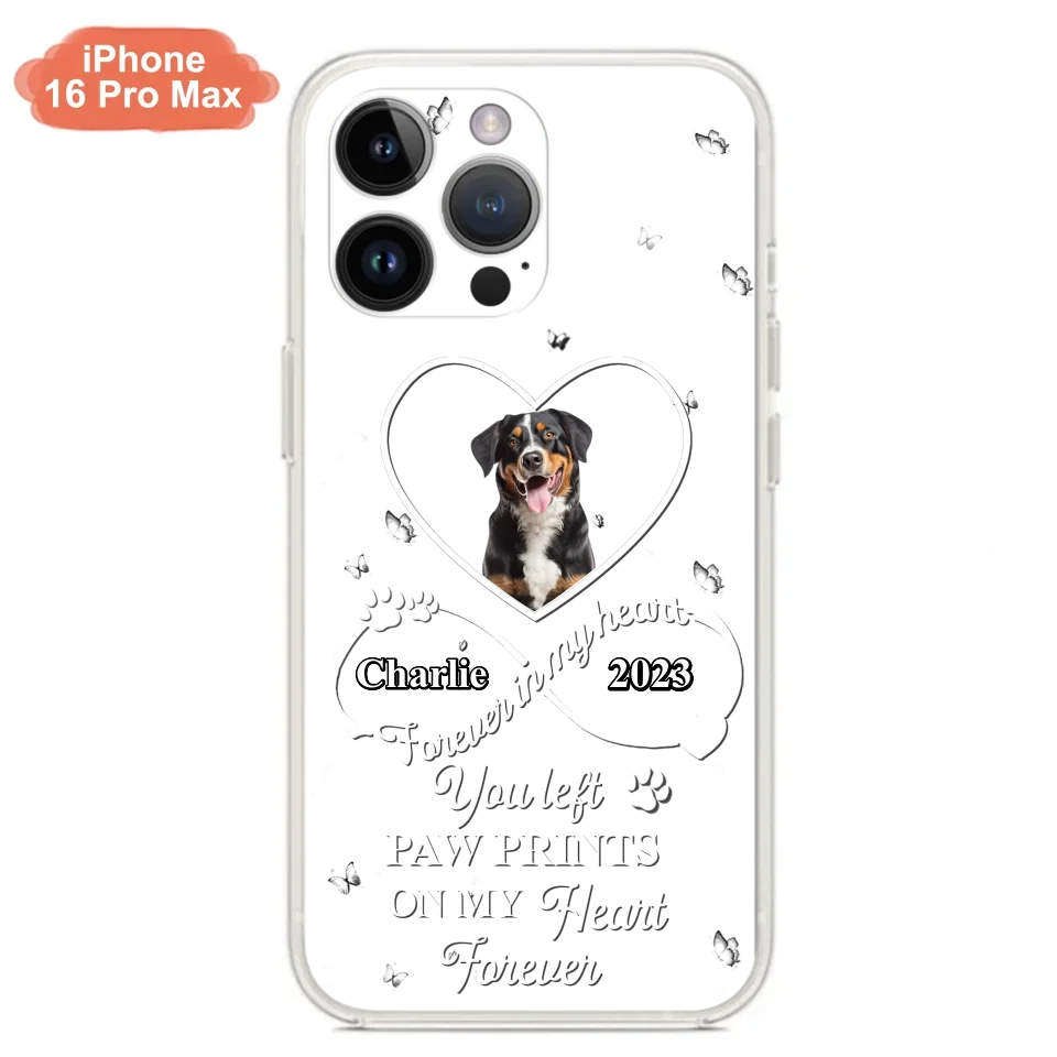 Personalized Memorial Phone Case - Upload Photo - Memorial Gift Idea For Pet Lover - You left paw prints on my heart forever - Case For iPhone/Samsung
