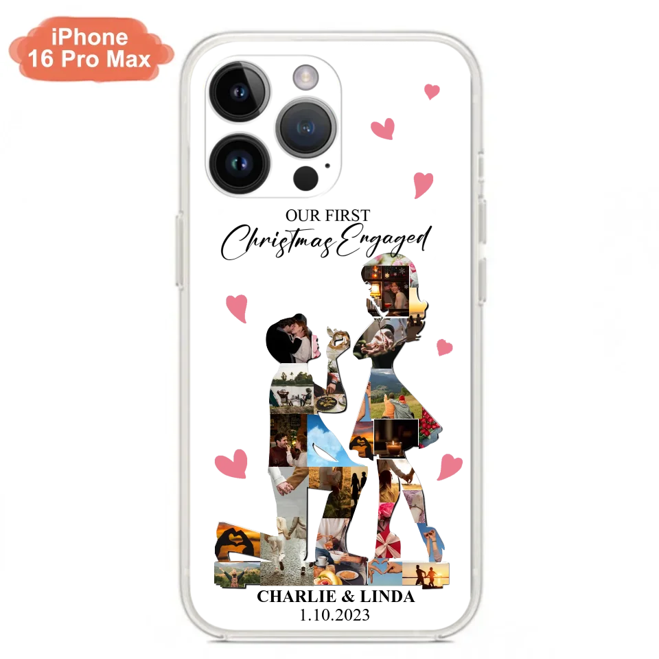Custom Personalized Couple Photo Phone Case - Gift Idea For Couple/Him/Her - Upload Photo - Case For iPhone/Samsung - Our First Christmas Engaged