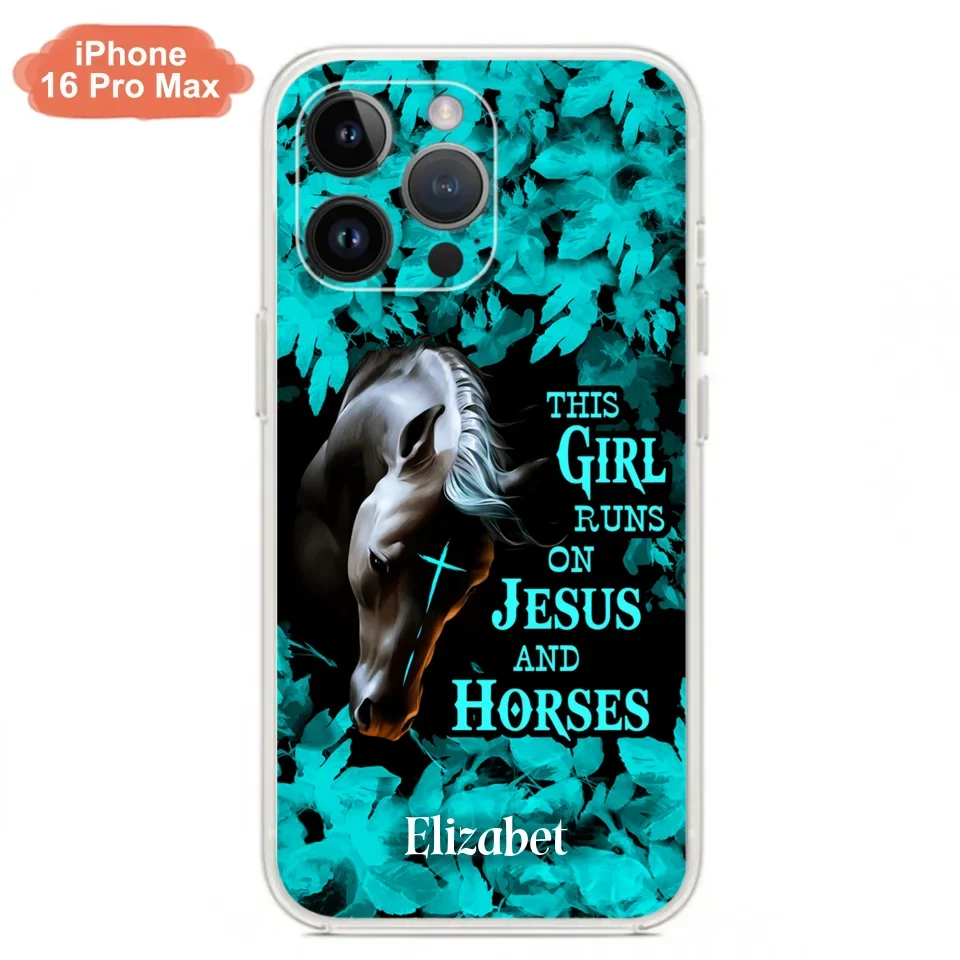 Custom Personalized Horse Girl Phone case - Case For iPhone And Samsung - This Girl Runs On Jesus And Horses