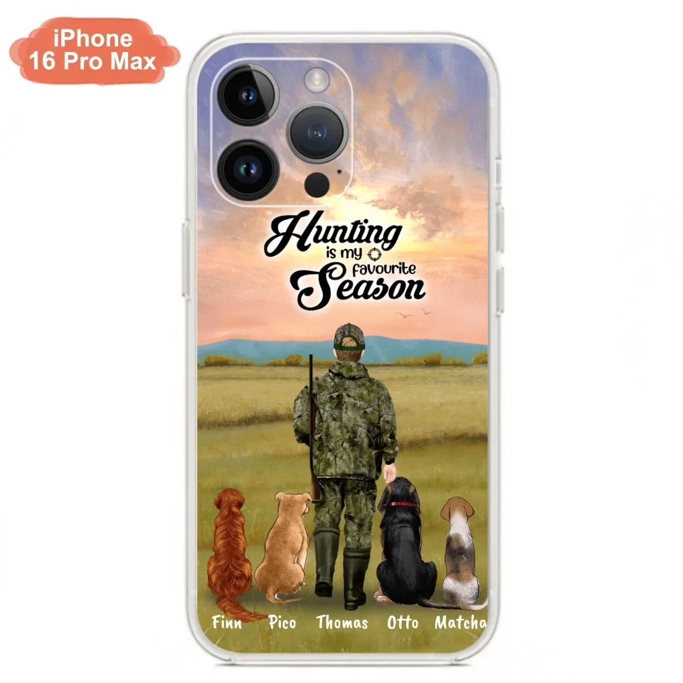 Personalized Hunting Phone Case - Man/Woman With Upto 4 Dogs - Phone Case For iPhone And Samsung - 4168OK