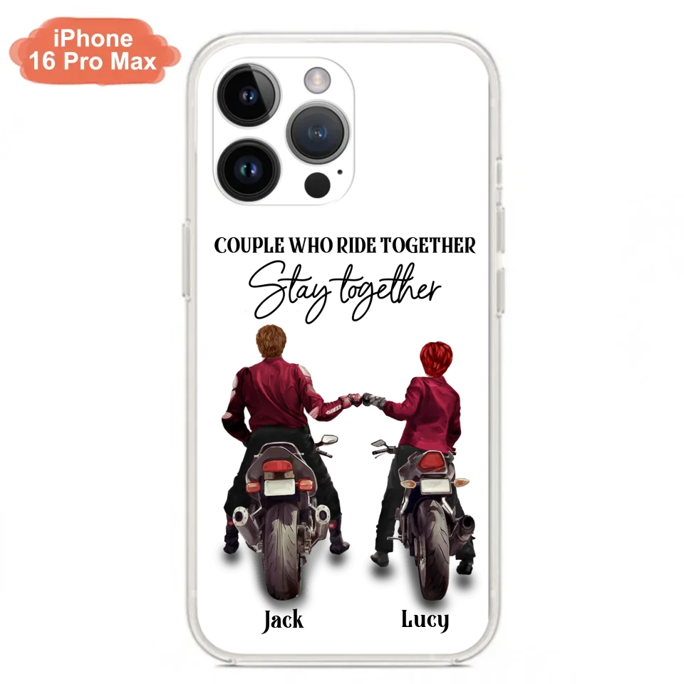 Personalized Riding Couple Phone Case - Gift Idea For Couple/Valentines Day/Her/Him - Couple Who Ride Together Stay Together - Case For Iphone/Samsung