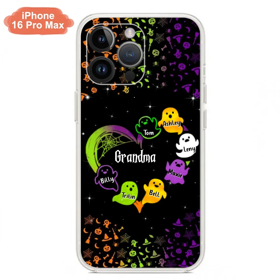 Personalized Grandma and Grandkids Ghost Phone Case - Halloween gift for Grandma - Up to 7 Grandkids - Case For iPhone/Samsung